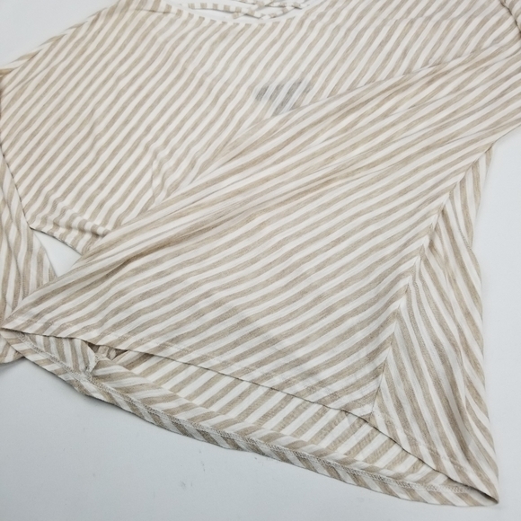 WHBM Lyocel Rayon Beige Stripe Sheer Top S - Picture 4 of 6